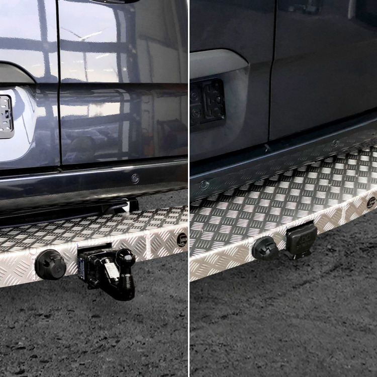 Treeplanken aluminium met wisselplaat voor vangmuil en trekhaakkogel